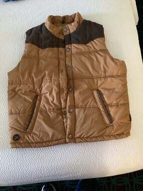 Hooey Roughy Men's Brown Western Yoke Puffer Vest Size M